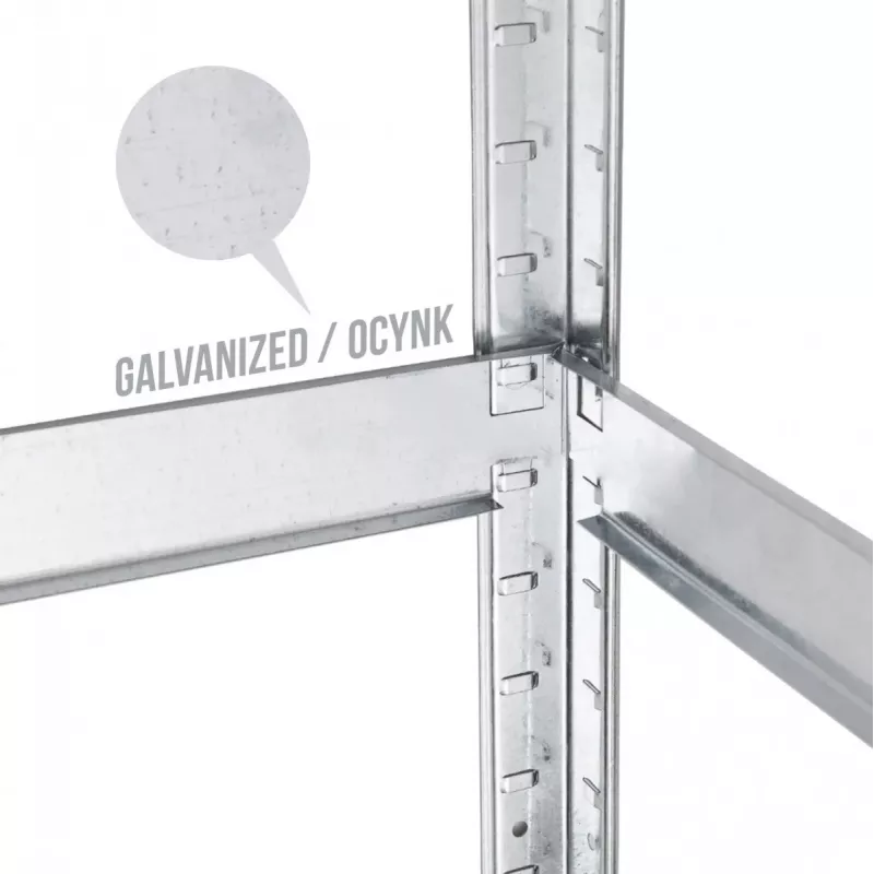Plaukts GreenBlue GB378, cinkots metāls, 5 plaukti, cinkots tērauds, 900×400 mm, max 75 kg uz plauktu