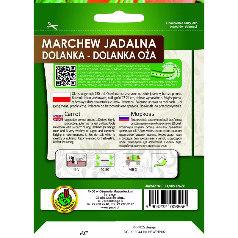 Apte Marchew Dolanka 6 m lente ar Platnacote mēslojumu — vēlīnā šķirne