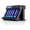 Baterijas lādētājs XTAR MC6C daudzslotu viedais lādētājs cilindriskām Li‑ion šūnām, 6 nodalījumi, atbalsta 18650/21700/AA, 5 V ieeja, melns