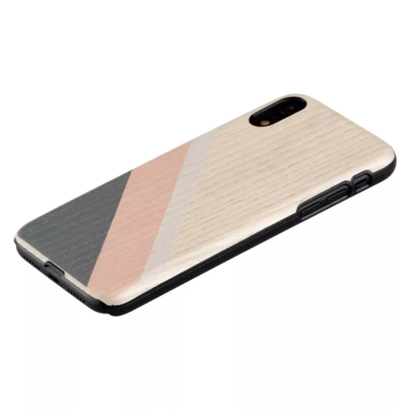 Viedtālruņa maciņš man and wood iPhone XR — rozā uzvalks ar melniem akcentiem