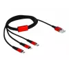 DeLOCK - tikai uzlādes kabelis - Lightning / USB - USB (M) uz Micro-USB Type B, Lightning, USB-C (M) - 1,0m - Ekranēts - Melns (85892)