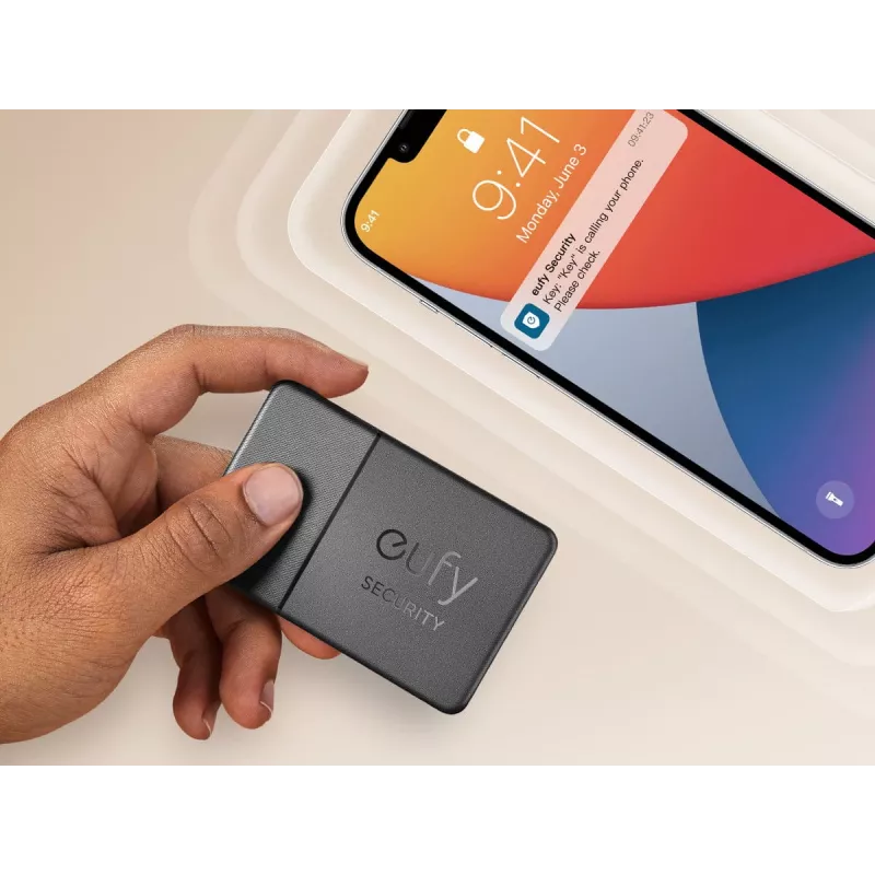 GPS izsekotājs Eufy SmartTrack Card melns universāls akumulatora darbības laiks 26280 h