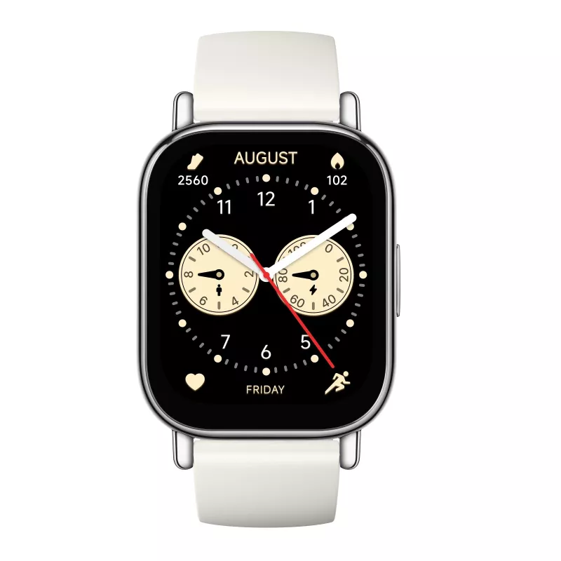 Xiaomi Redmi Watch 5 Lite — 1,96 collu AMOLED, GPS, 470 mAh, zelta korpuss, balta TPU siksniņa