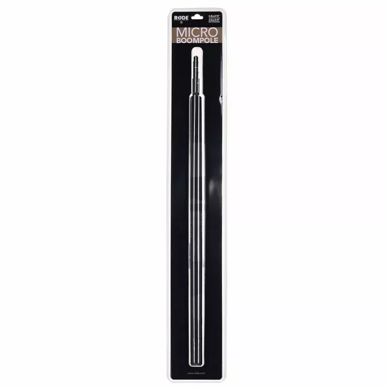 RØDE Micro Boompole – viegls teleskopisks mikrofona izlices stienis, garums 844 mm, svars 396 g, kompakts salocīts augstums 33 mm