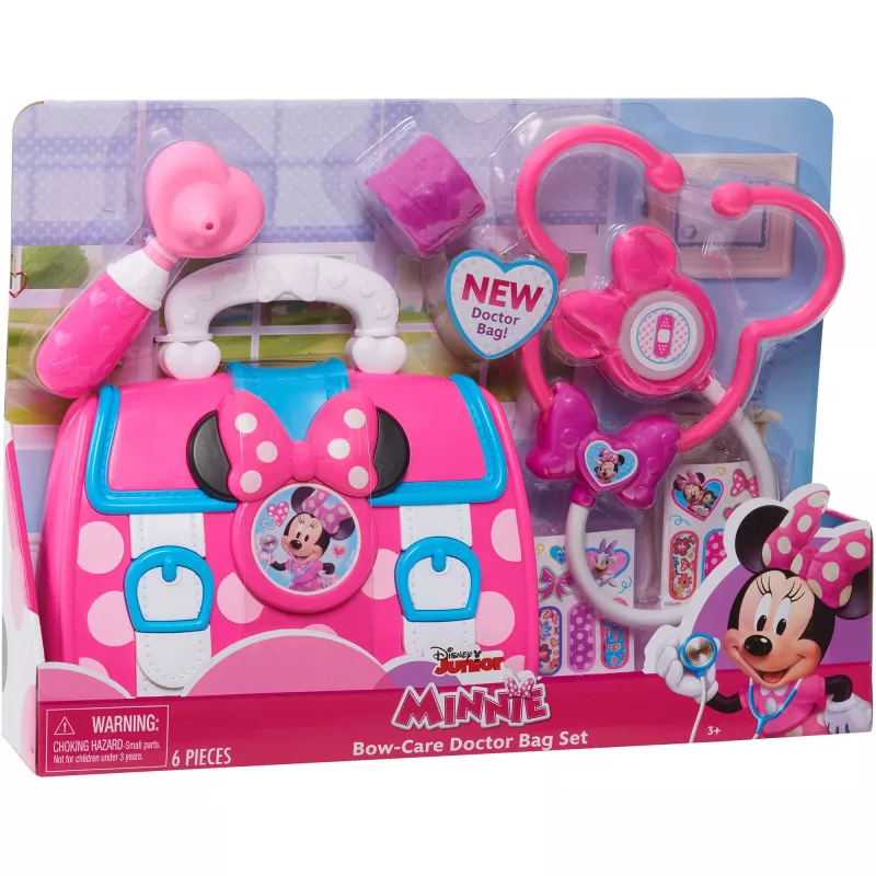 Disney Junior Minnie pele Bow-Care Doctor Bag Set, bērnu mājsaimniecības rotaļlieta