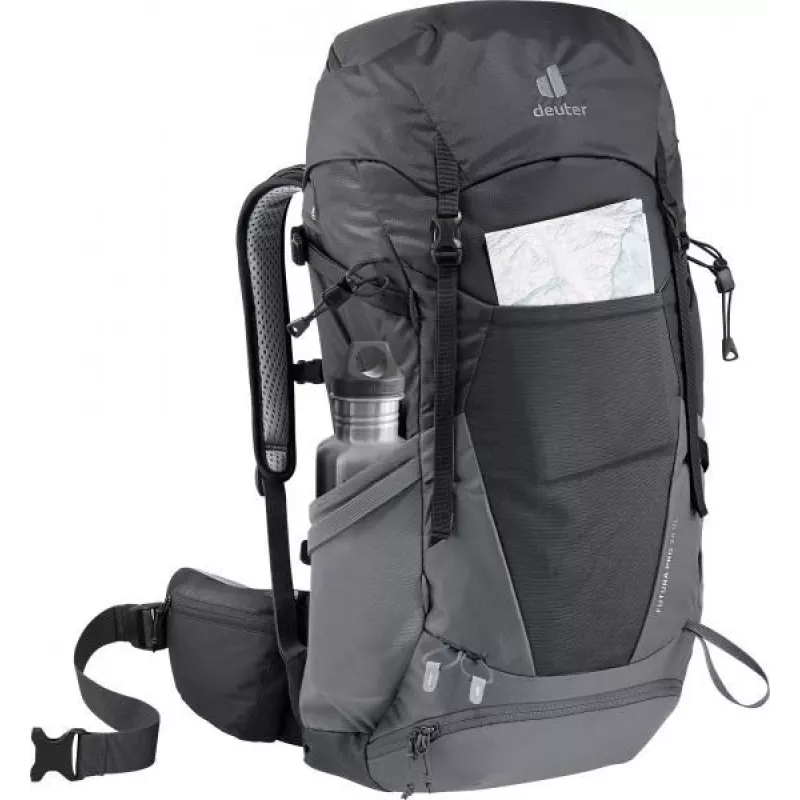 Mugursoma DEUTER Futura Pro 34 SL, sieviešu pārgājienu soma, 34 L, 1,56 kg, ventilācija, hidratācija 3 L, ķiveres stiprinājums, iekšējais tērauda rāmis