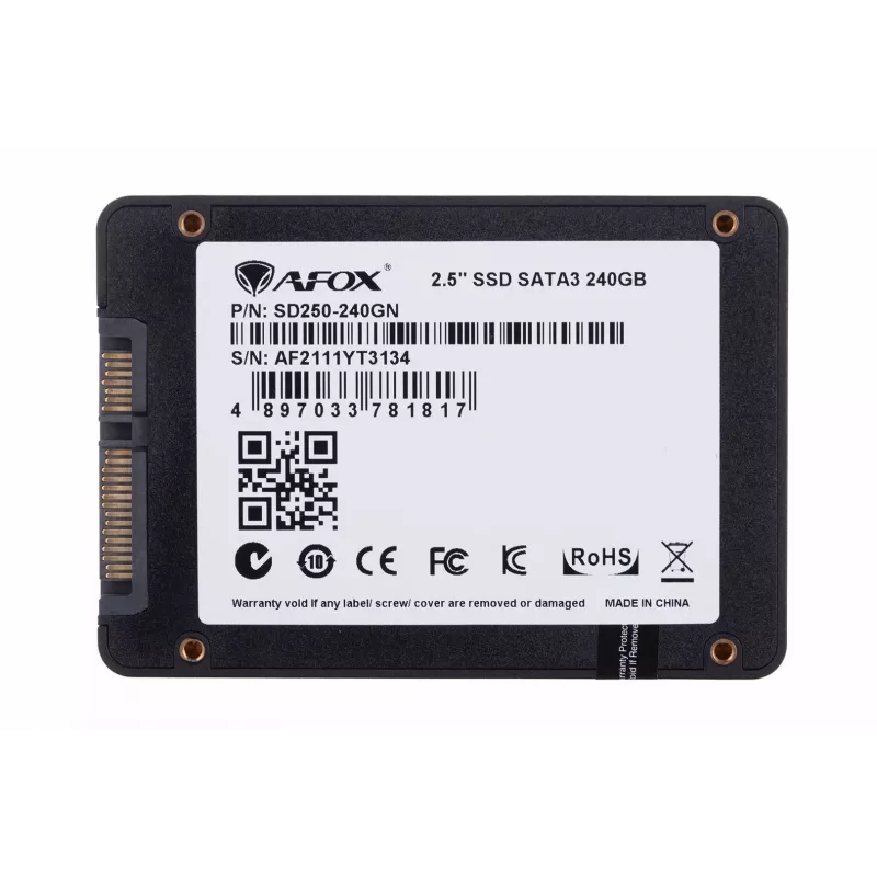 SSD 2,5 collu AFOX SD250-240GN 240 GB SATA III TLC, 555/510 MB/s, 75k/70k IOPS