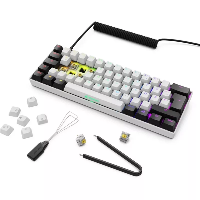 Sharkoon SGK50 S4 tastatūra Mājas USB QWERTZ Vācu Balta RGB LED 60%