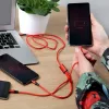 UNITEK C4049RD USB kabelis 1,2 m USB A USB C/Micro-USB B/Lightning Sarkans