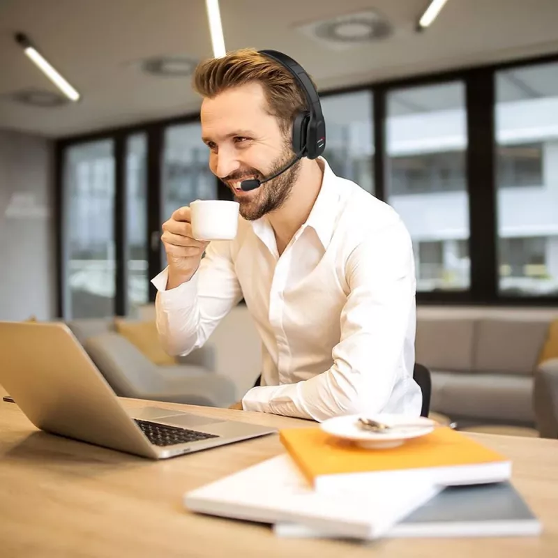 Audiocore 74452 Bluetooth austiņas ar mikrofonu, trokšņu slāpēšana, zvaniem, Call Center, Google Siri, birojam, bezvadu