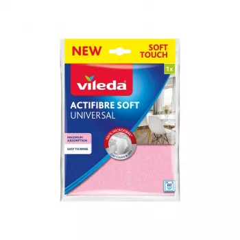 Tīrīšanas lupatiņa VILEDA Actifibre Soft 171805 — mikrošķiedras, 100% mikrošķiedra, augsta absorbcija, mazgājama līdz 60°C, 1 gab.
