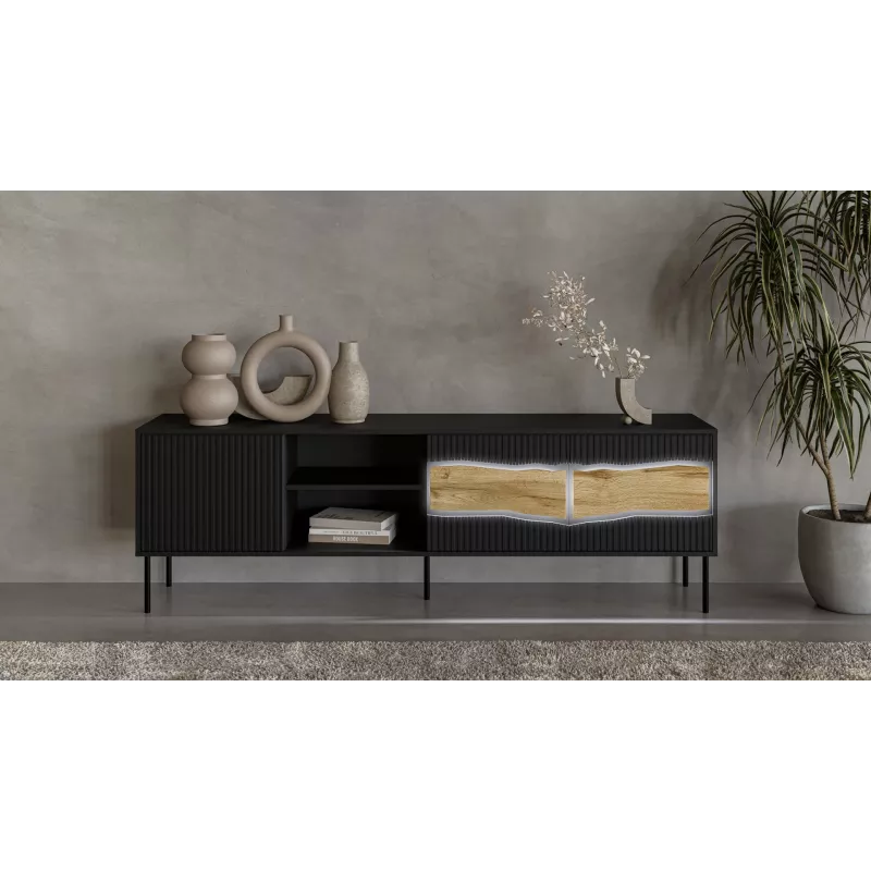 TV skapītis cama meble INSERTO 3D1W 190x40x62 cm melns ar LED