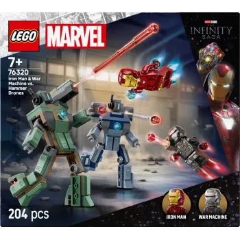 LEGO Marvel Super Heroes Iron Man War Machine konstrukcijas rotaļlietu komplekts 76320, 204 detaļas, 2 minifigūras, 100 mm augstums