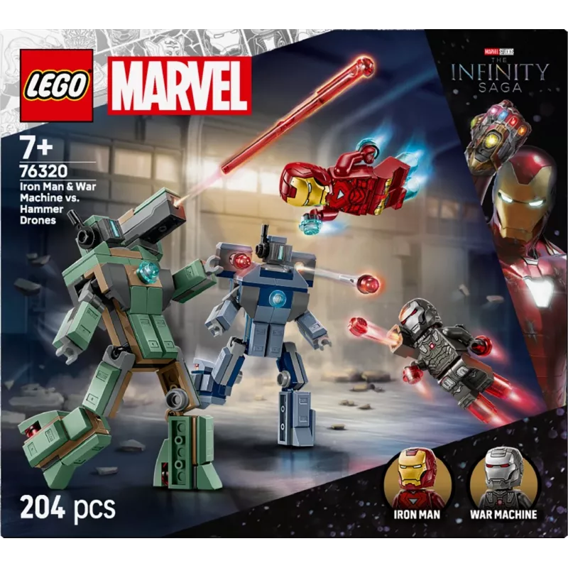 LEGO Marvel Super Heroes Iron Man War Machine konstrukcijas rotaļlietu komplekts 76320, 204 detaļas, 2 minifigūras, 100 mm augstums