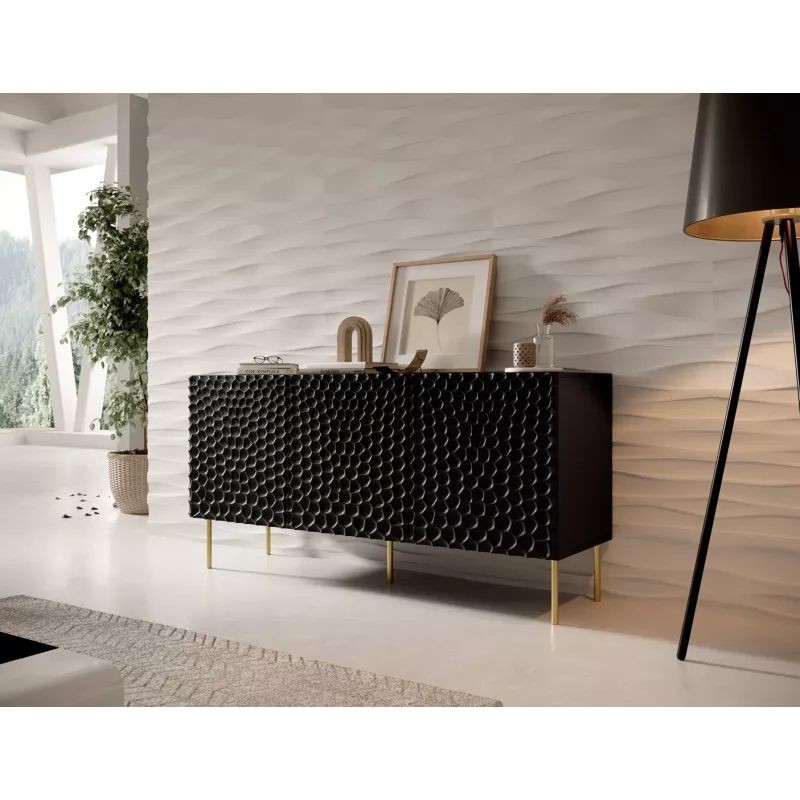 Chest cabinet cama meble HOLE 152x42.5x74.5 cm matte Melns, particle board, 16 mm frame