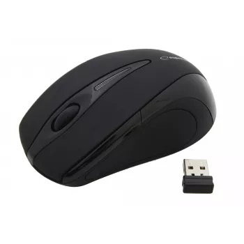 Vadu? Nē — Bezvadu RF pele ESPERANZA EM101K, piemērota abām rokām, 1000 DPI, 2,4 GHz nano USB uztvērējs, melna