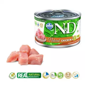 Mitrā kaķu barība Farmina N&D Natural Chicken 140 g paciņa, pieaugušiem kaķiem, olbaltumvielas 18%, tauki 1,5%, mitrums 77,5%