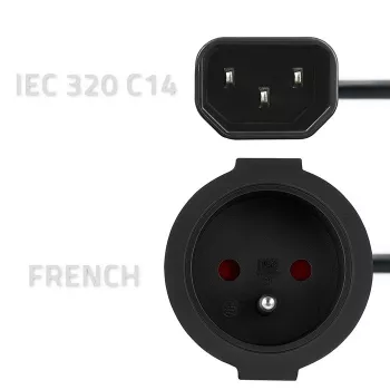 Strāvas adapteris QOLTEC IEC 320 C14 uz franču kontaktdakšu, 0,15 m kabelis