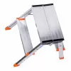 Saliekamās pakāpienu kāpnes Krause Treppy Silver 130020 — alumīnija, 2 pakāpieni, 150 kg ietilpība, salocītas 55×20 cm, svars 2 kg