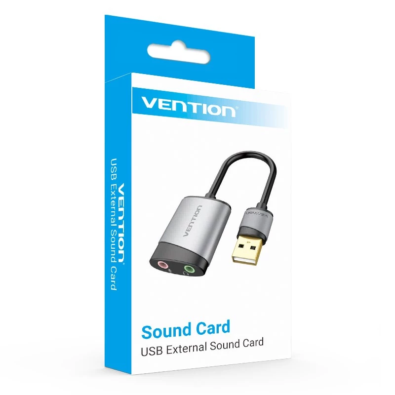 Vention USB ārējā skaņas karte 0,15 m pelēka metāla