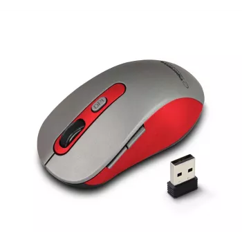 Bezvadu optiskā pele ESPERANZA EM131R 2.4 GHz, 1600 DPI, piemērota abām rokām, nano USB uztvērējs, 6 pogas, pelēka