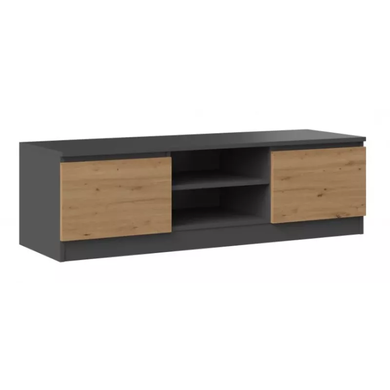TV statīvs Top e Shop RTV 120 ANTR/ARTIS — 1200×400×360 mm, antracīta krāsas virsma un rāmis, skaidu plātne, 2 plaukti