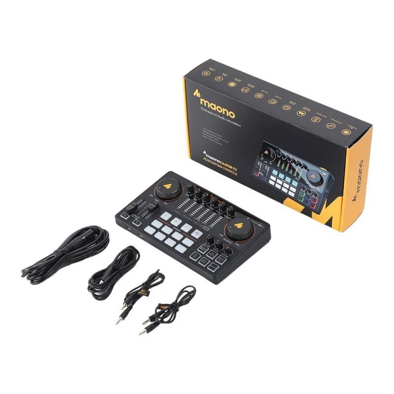 USB Audio Interface MAONO AME2 Melns with Built-in Effects, Compact Desktop Sound Card