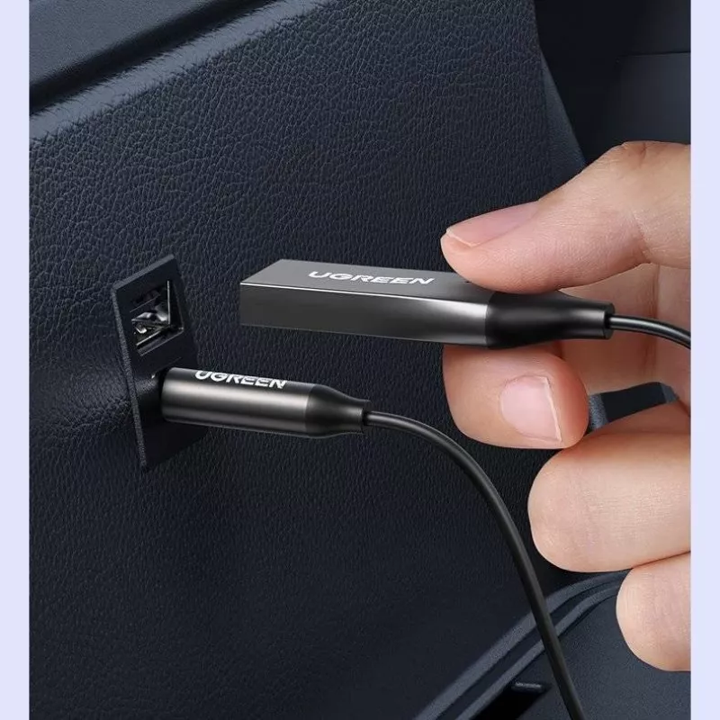Audio uztvērējs UGREEN CM309 Bluetooth 5.0 USB ar 3,5 mm AUX ligzdu, melns, 20–20000 Hz