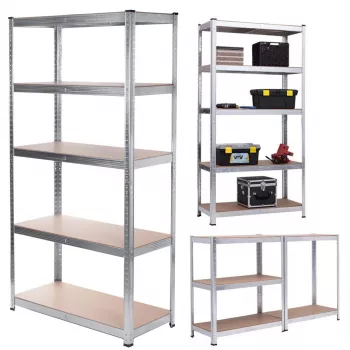 Plaukts GreenBlue GB378, cinkots metāls, 5 plaukti, cinkots tērauds, 900×400 mm, max 75 kg uz plauktu