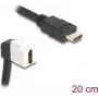 DeLOCK Keystone Module kabelis HDMI ievietne–ligzda 90° leņķa 8K 60 Hz 20 cm melns