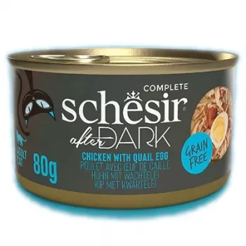 Mitrā kaķu barība Agras Pet Foods Schesir after Dark Complete Brühe 80 g — vistas gaļa, bez glutēna, pieaugušiem kaķiem