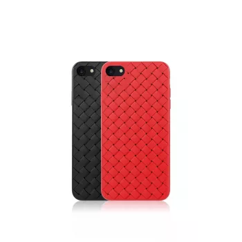 Phone soft case Devia iPhone SE2 in red with woven pattern