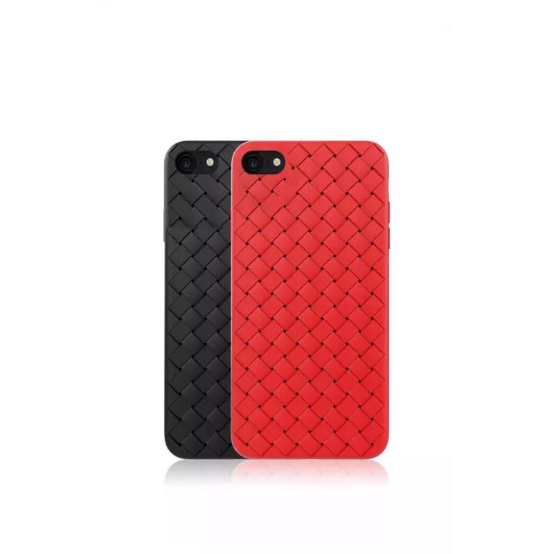 Phone soft case Devia iPhone SE2 in red with woven pattern