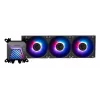 Viss vienā šķidruma dzesētājs MSI MAG Coreliquid A15 360 — 3x 120 mm ventilatori, radiators 394 x 120 x 27 mm, sūknis 5V, RGB, atbalsta LGA 1851