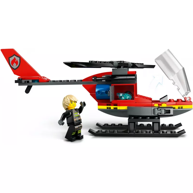 LEGO City Ugunsdzēsēju helikopters 60411 konstruktors, 85 detaļas, rotējoši lāpstiņas, 1 minifigūra, vecums 5+ (220×90×60 mm)