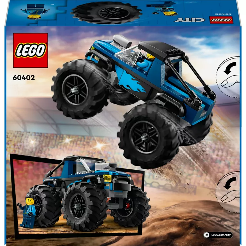 Konstrukciju rotaļlieta LEGO City 60402 Zilais monstru kravas auto ar lielām riepām, 148 detaļas, 1 minifigūra, vecumam 5+