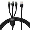 USB kabelis Baseus SUP0003351 1,2 m USB A – USB C/Micro USB-A/Lightning melns