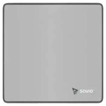 Spēļu peles paliktnis SAVIO Turbo Dynamic S — pelēks, 250×250 mm, 2 mm biezs, sašūtas malas, neslīdoša gumijas pamatne