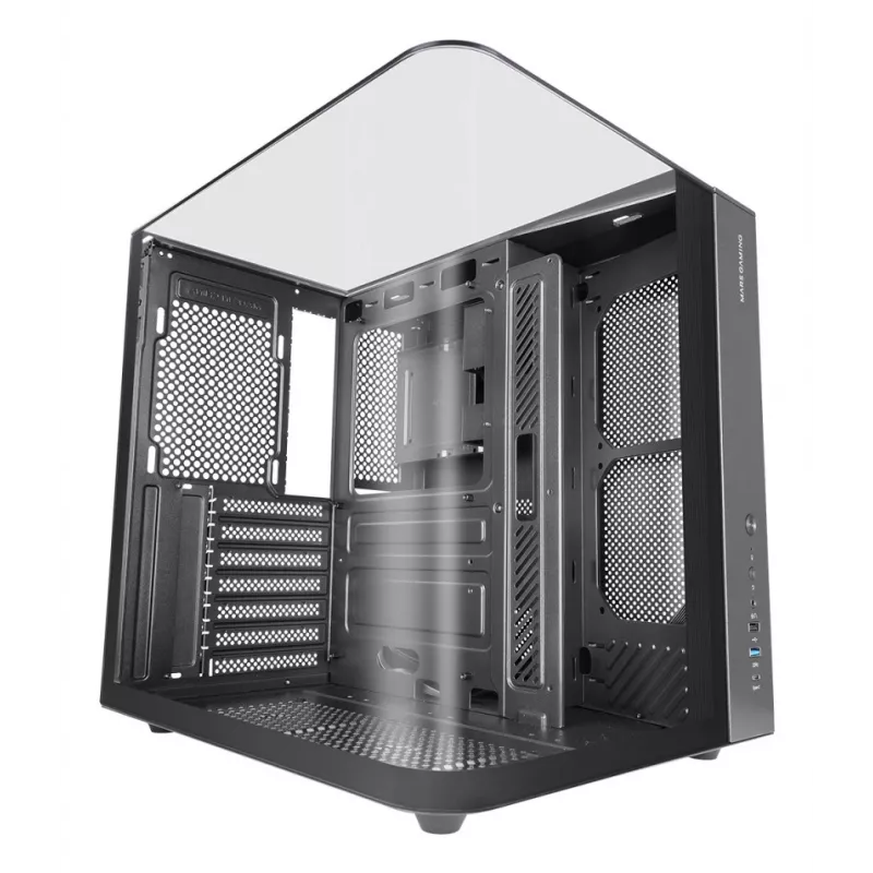 PC Midi Tower Case TACENS Mars Gaming MC-INFINIOLITE, Melns, Rūdīts stikls, atbalsta ATX/Micro-ATX/Mini-ITX, 120 mm ventilatori