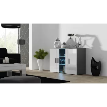 Cama Kumode 120 cm SOHO S7 pelēks/balts glancēts