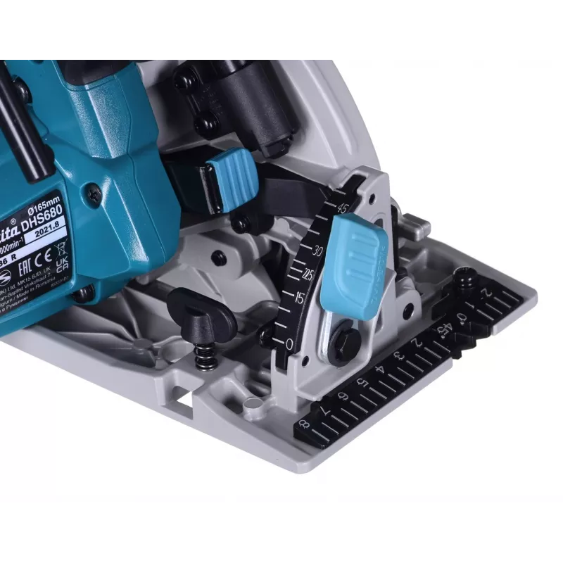 Makita DHS680Z pārnēsājamais ripzāģis tirkīza krāsā 5000 RPM 18 V