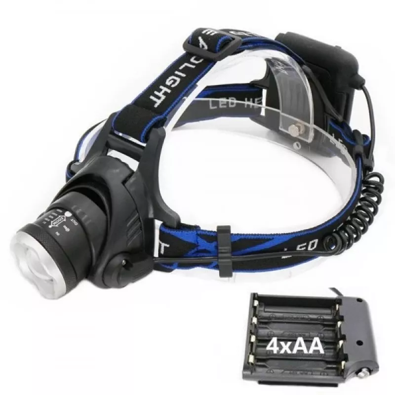 Galvas lukturītis ESPERANZA EOT005 — LED Cree T6, 3 W, 600 lm, AA x2, alumīnija korpuss, ūdensizturīgs, triecienizturīgs, regulējama galvas siksna