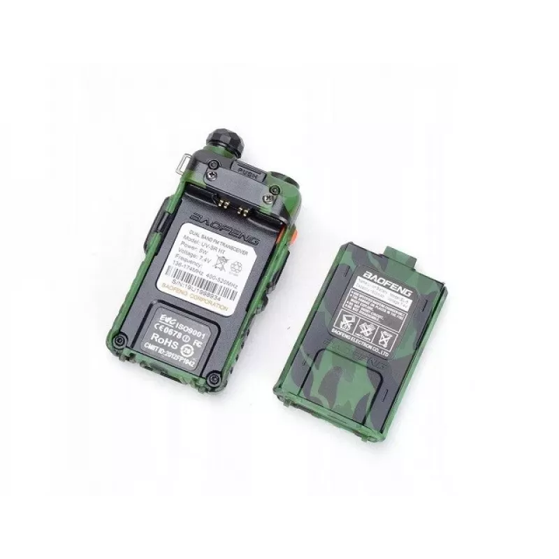 Rokas divvirzienu radio Baofeng UV-5R 5W HT Camo — divjoslu FM, 5W, 1800 mAh akumulators