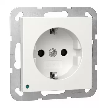 Sienas/griestu SCHUKO LED gaismeklis Gira modelis 417003 ar integrētu Schuko kontaktligzdu