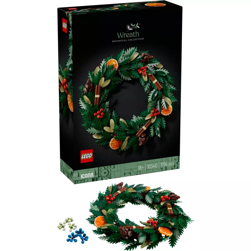 konstruēšanas rotaļlieta LEGO 10340 Icons Ziemassvētku vainags
