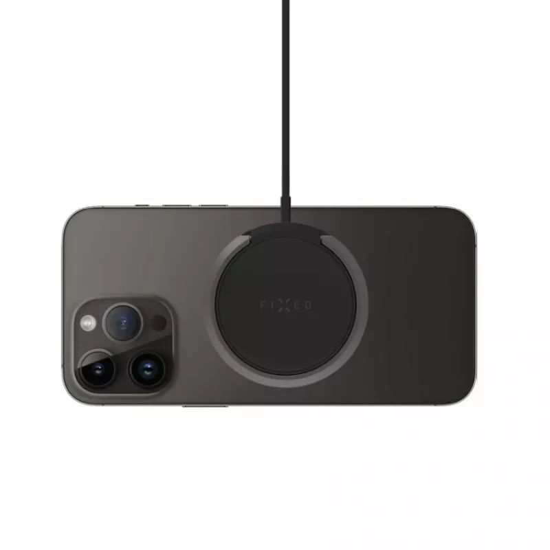 Bezvadu lādētājs FIXED MagPad FIXMPAD2-BK 15 W magnētiskais Qi paliktņveida lādētājs, melns
