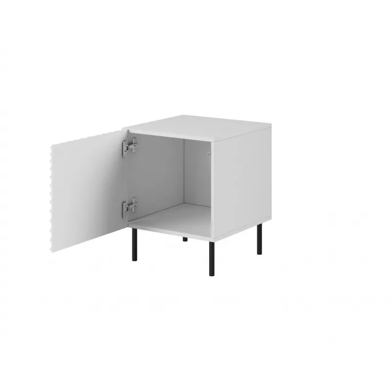 Naktsgaldiņu komplekts Cama Meble HOLE — 2 gab., 44×40,5×53,5 cm, balts matēts, MDF/skaidu plātne, 16 mm rāmis