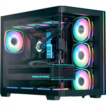 Torņa PC korpuss AEROCOOL P500C EVO-G-BK-v1 ar 2 rūdīta stikla paneļiem, melns