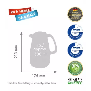 Termosa krūze ROTPUNKT 1,5 L, modelis 227 SPB, dzirkstoši melna