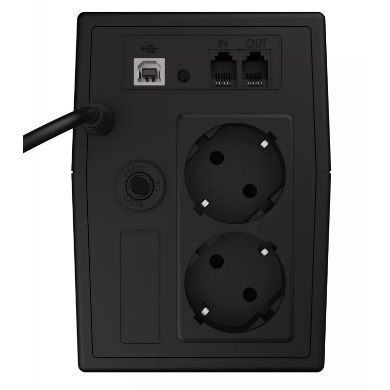 Nepārtrauktās barošanas avots Green Cell UPS02 0,8 kVA (480 W) Line-Interactive, LCD, 2x F tipa kontaktligzdas, USB-B, RJ-45, RJ-11